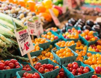 cherry tomatoes at a farmers market