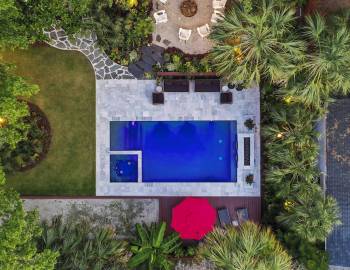 over head view of pool