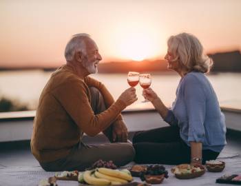 couple on sunset picnic