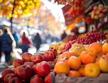 Fruit at a farmers market in fall